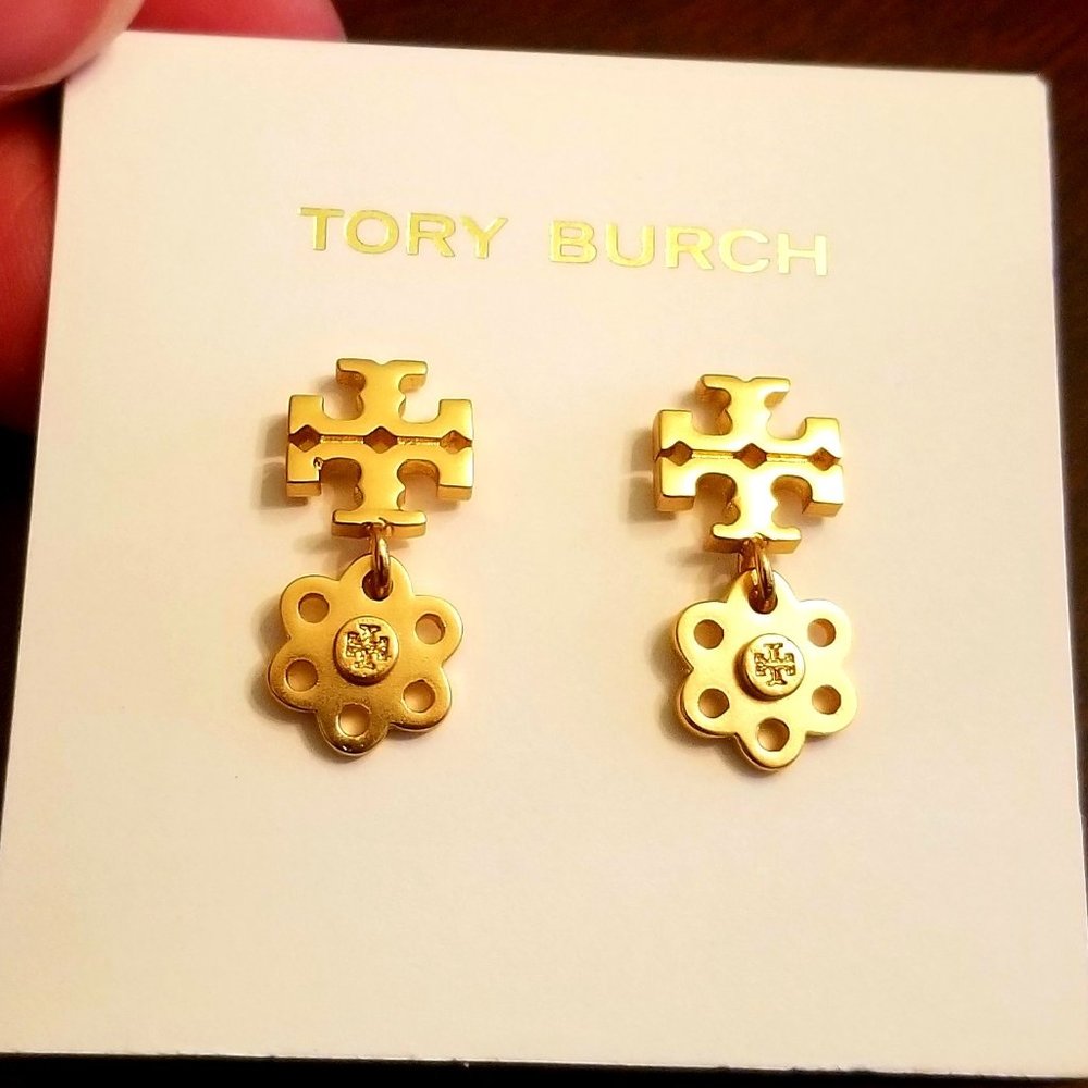 "HP"Tory Burch Logo Studs Charm Earrings"